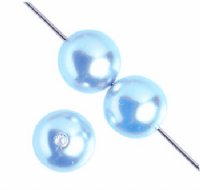 16 inch strand of 4mm Cerulean Blue Round Glass Pearl Beads