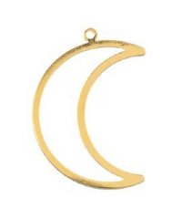 1, 26x17.5mm Beadwork Gold Plated Moon Pendant / Link