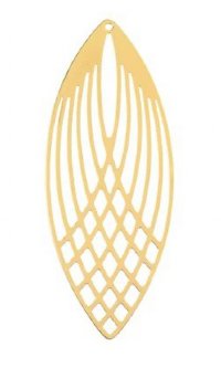 1, 56x22mm Beadwork Gold Plated Hollow Leaves Pendant / Link