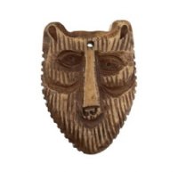  1, 45.7x29.9mm Carved Beige Brown Wolf Face Worked on Bone Pendant