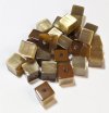 25 8mm Gold Fiber Optic / Cat Eye Cube Beads