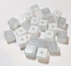 25 8mm White Fiber Optic / Cat Eye Cube Beads