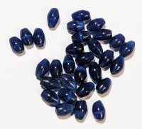 30 6x4mm Navy Fiber Optic Oval Beads