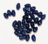 30 6x4mm Navy Fiber Optic Oval Beads