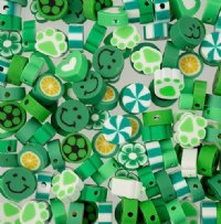 60 pcs of Green Mixed Shape Polymer Clay Beads