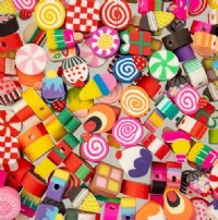 60 pcs of Mixed Candy Shape Polymer Clay Beads