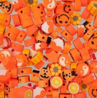 60 pcs of Orange Mixed Shape Polymer Clay Beads