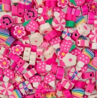 60 pcs of Pink Mixed Shape Polymer Clay Beads