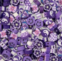 60 pcs of Purple Mixed Shape Polymer Clay Beads