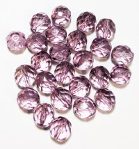 25 10mm Faceted Round Transparent Cardinal Purple Firepolish Beads