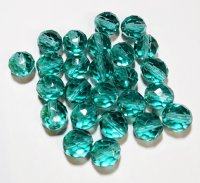 25 10mm Faceted Round Transparent Light Turquoise Firepolish Beads