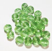 25 10mm Faceted Round Transparent Peridot Firepolish Beads