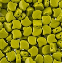 10 Grams 7.5mm Opaque Green Czech Glass Ginko Leaf Beads