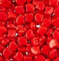 10 Grams 7.5mm Opaque Coral Red Czech Glass Ginko Leaf Beads