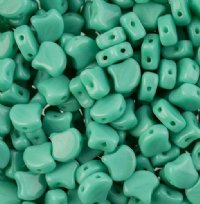 10 Grams 7.5mm Opaque Turquoise Green Czech Glass Ginko Leaf Beads