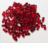 100 3x9mm Transparent Red Peanut Tube Beads