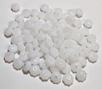 100 4x6mm Milky White Flattened Melon Spacer Beads