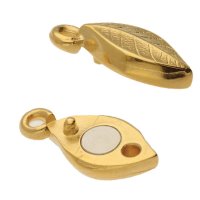 1, 17.6x7.4mm Gold Plated Magnetic Leaf Clasp