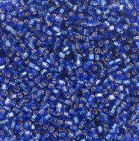 SB18-0020 20 grams of 1.8x1.8mm Silverlined Cobalt Miyuki Cube Beads