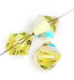 25, 6mm Jonquil AB Preciosa Rondell / Bicone Beads