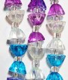7 Inch Strand Crystal Lane 10mm Crystal, Purple, and Aqua Lotus Flower Beads