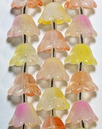 7 Inch Strand Crystal Lane 8x12mm Pink, Crystal. Yellow, & Orange Cupped Flower Beads