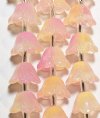 7 Inch Strand Crystal Lane 8x12mm Milky Pink & Yellow Cupped Flower Beads