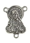 1 17x13mm Antique Silver Sacred Heart Rosary Connector