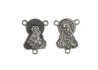 1 17x13mm Antique Silver Sacred Heart Rosary Connector