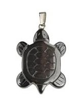 1 30mm Hematite Turtle Pendant with Silver Bail