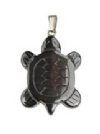 1 30mm Hematite Turtle Pendant with Silver Bail