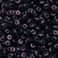 DUO79022 - 10 Grams Jet Metallic Suede Dark Purple 2.5x5mm Super Duo Beads