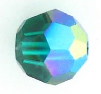 10 4mm Round Swarovski Emerald AB