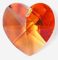 1 10mm Tangerine Swarovski Heart