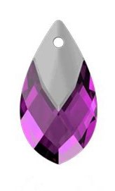 1, 22mm Metallic Light Chrome Capped Amethyst Pear Drop