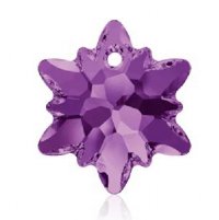 1, 14mm Amethyst Swarovski Edelweiss Pendant