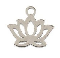 Pack of 10, 10x9mm Silver Sweet & Petite Water Lily / Lotus Charms