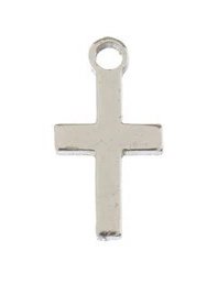 Pack of 10, 10x5.3mm Silver Sweet & Petite Cross Charms