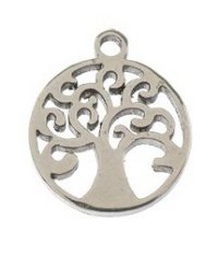 Pack of 10, 8.9x9.7mm Silver Sweet & Petite Tree of Life Charms