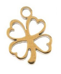 Pack of 6, 8.5x10.8mm Gold Sweet & Petite Clover Charms