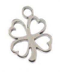 Pack of 10, 8.5x10.8mm Silver Sweet & Petite Clover Charms