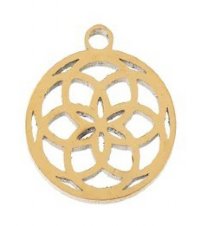 Pack of 6, 9.1x10.5mm Gold Sweet & Petite Dreamcatcher / Flower Charms