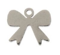 Pack of 10, 9.1x10mm Silver Sweet & Petite Bow Charms