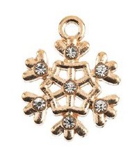 1, 18x14mm Gold Sweet & Petite Snowflake Holiday Charm