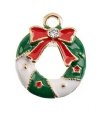 1, 19x16mm Gold Sweet & Petite Enameled Wreath Holiday Charm