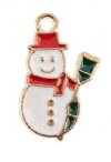 1, 21x13mm Gold Sweet & Petite Enameled Snowman Holiday Charm