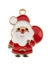 1, 23x17mm Gold Sweet & Petite Enameled Santa Holiday Charm