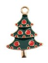 1, 22.5x18mm Gold Sweet & Petite Enameled Christmas Tree Holiday Charm