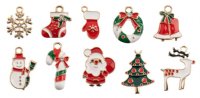 Set of 10, Gold Sweet & Petite Enameled Holiday Charms