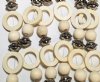 14 Inch Strand Crystal Lane Flat Circle and Round Coconut  / Antique Metal Acrylic Beads